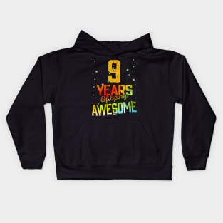 9th Birthday Girl Gift Vintage Retro 09 Years Of Being Awesome Gifts Funny 9 Years Old Boys Kids Kids Hoodie